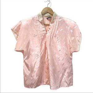 Vintage Women's Blush Pink Pajama Top PJ Sleepwear